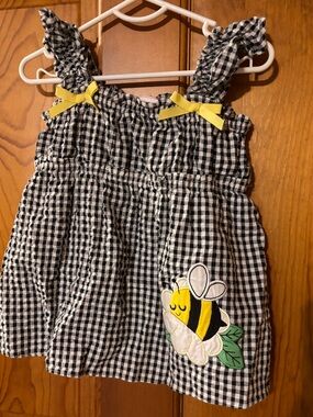 Bonnie Jean Black & White Gingham Girls' Bee Applique Blouse